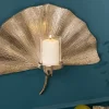 Riess-Ambiente Kerzenständer > Dekorativer Kerzenhalter GINKGO 44cm silber handmade Metall Wandteelicht