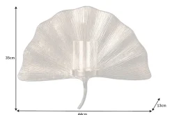 Riess-Ambiente Kerzenständer > Dekorativer Kerzenhalter GINKGO 44cm silber handmade Metall Wandteelicht