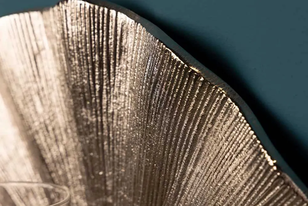 Riess-Ambiente Kerzenständer > Dekorativer Kerzenhalter GINKGO 44cm silber handmade Metall Wandteelicht