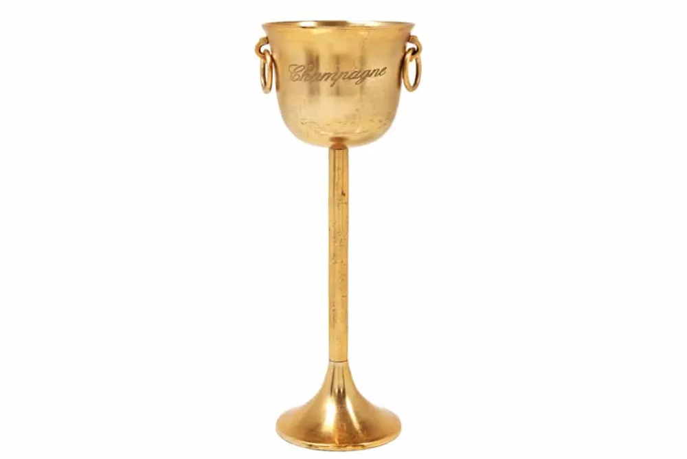 Riess-Ambiente Dekoration|Goldene Möbel > Dekorativer Sektkühler CHAMPAGNE 80cm antik gold handmade Metall Flaschenkühler