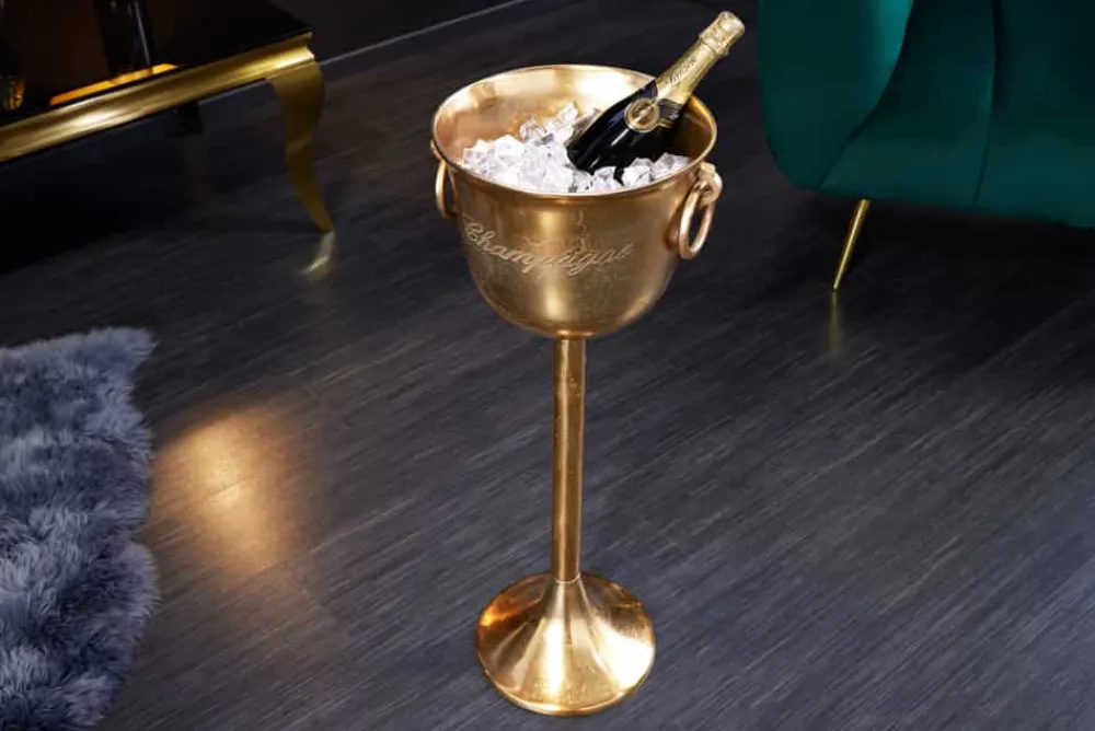 Riess-Ambiente Dekoration|Goldene Möbel > Dekorativer Sektkühler CHAMPAGNE 80cm antik gold handmade Metall Flaschenkühler