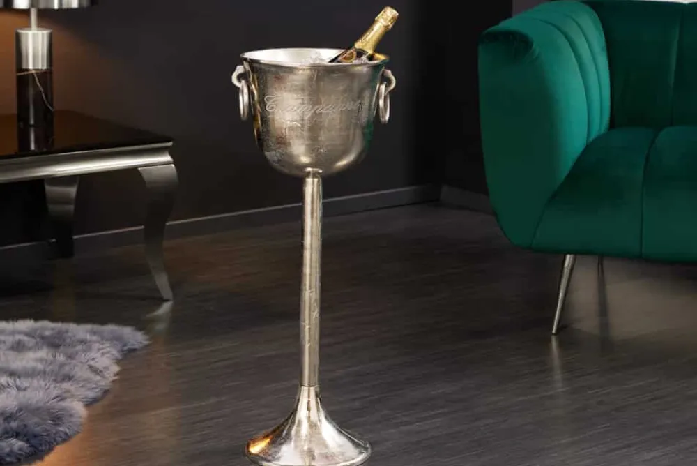 Riess-Ambiente Dekoration > Dekorativer Sektkühler CHAMPAGNE 80cm antik silber handmade Metall Flaschenkühler