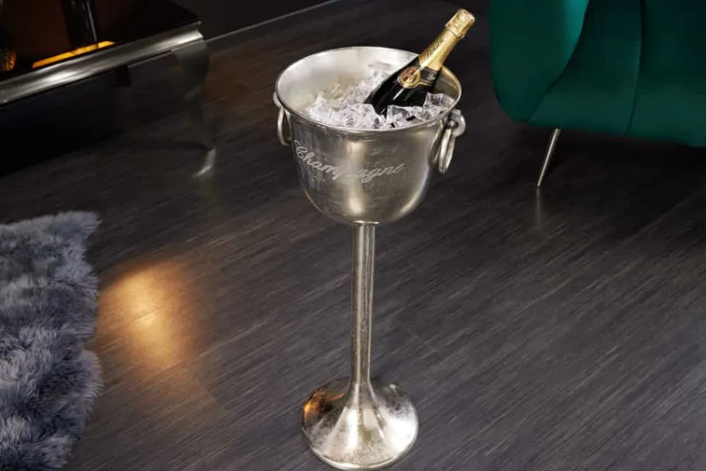 Riess-Ambiente Dekoration > Dekorativer Sektkühler CHAMPAGNE 80cm antik silber handmade Metall Flaschenkühler
