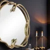 Riess-Ambiente Goldene Möbel|Spiegel > Dekorativer Spiegel SNAKE L 50cm gold Metall Schlangen-Skulptur