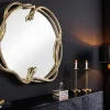 Riess-Ambiente Goldene Möbel|Spiegel > Dekorativer Spiegel SNAKE XL 85cm gold Metall Schlangen-Skulptur