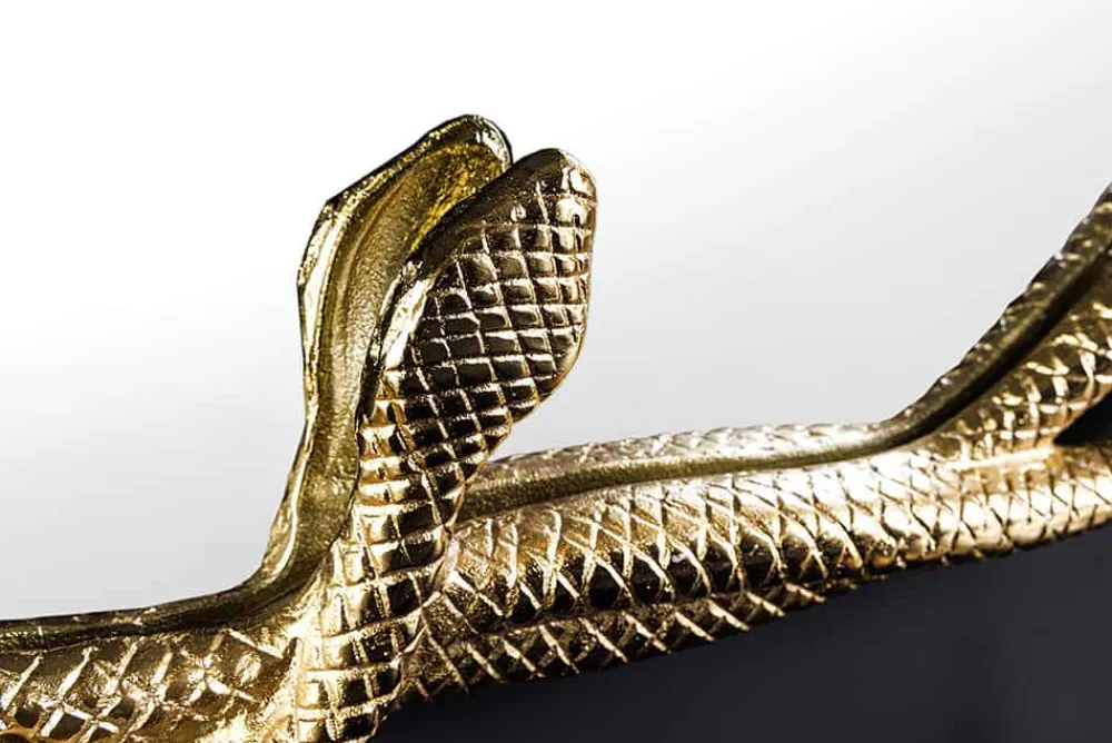 Riess-Ambiente Goldene Möbel|Spiegel > Dekorativer Spiegel SNAKE XL 85cm gold Metall Schlangen-Skulptur