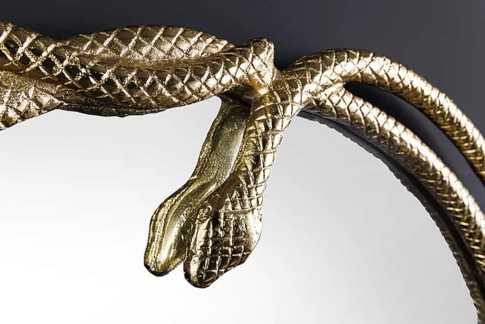 Riess-Ambiente Goldene Möbel|Spiegel > Dekorativer Spiegel SNAKE XL 85cm gold Metall Schlangen-Skulptur