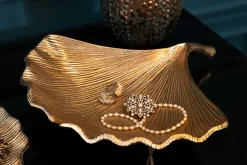 Riess-Ambiente Goldene Möbel|Schalen > Dekorative Schale GINKGO 35cm gold handmade Metall