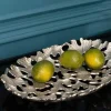 Riess-Ambiente Schalen > Dekorative Schale GINKGO LEAFS 40cm silber handmade Metall