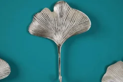 Riess-Ambiente Wanddekoration|Garderoben > Dekoratives Kleiderhaken 3er Set GINKGO 30cm silber handmade Metall