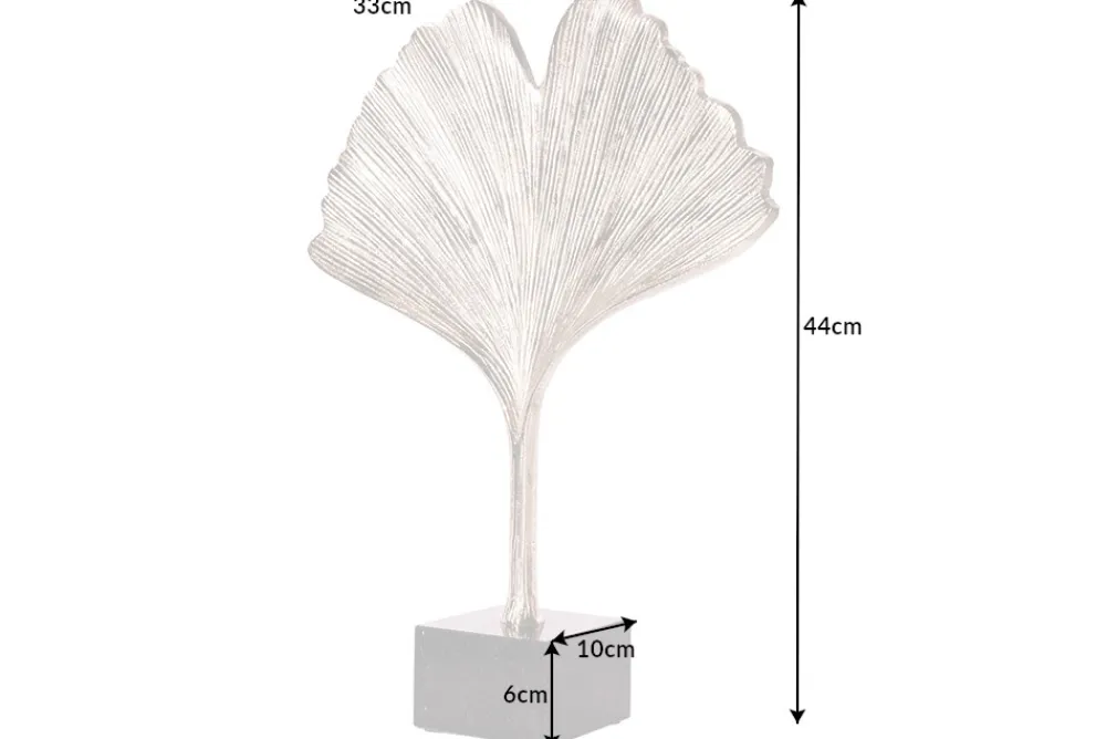 Riess-Ambiente Dekoration > Dekorative Skulptur GINKGO LEAF 45cm silber handmade Metall mit Marmorsockel