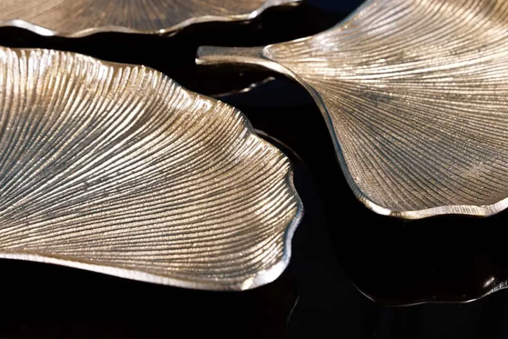 Riess-Ambiente Goldene Möbel|Schalen > Dekoratives Schalen 3er Set GINKGO 30cm gold handmade Metall