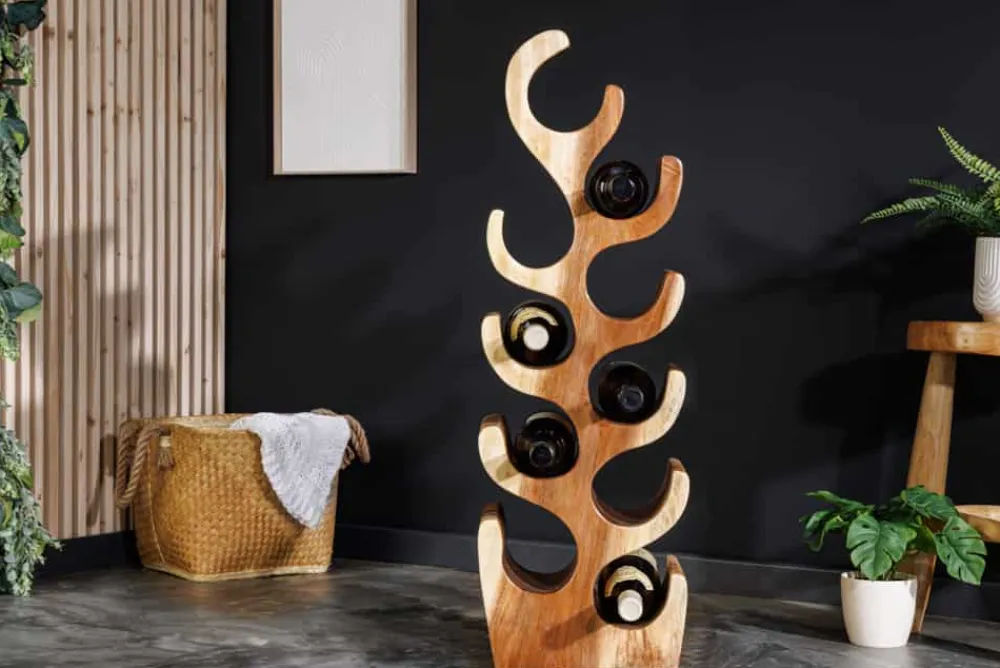 Riess-Ambiente Mehr...|Mehr... > Dekoratives Weinregal ARTE 80cm natur Suarholz handmade Flaschenhalter