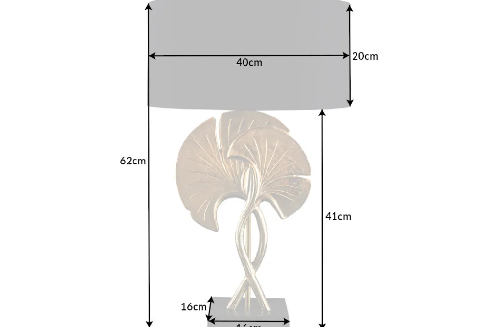 Riess-Ambiente Goldene Möbel|Tischlampen > Dekorative Tischlampe GINKGO 62cm schwarz gold Metall Skulptur Leuchte mit Marmorfuß