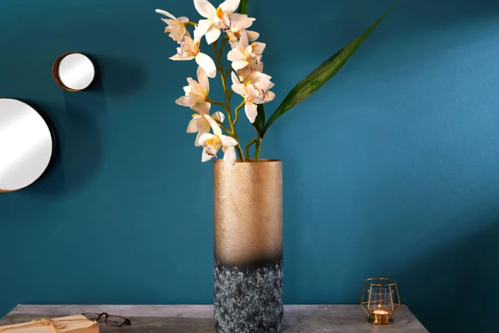 Riess-Ambiente Dekoration|Goldene Möbel > Dekorative Vase ABSTRACT 40cm gold Metall Patina handmade