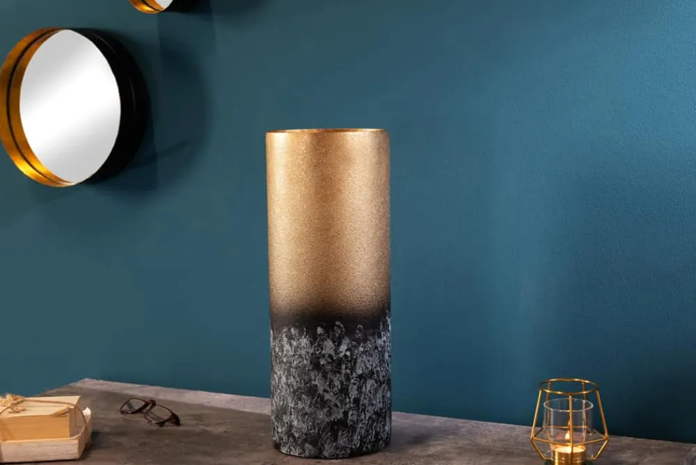 Riess-Ambiente Dekoration|Goldene Möbel > Dekorative Vase ABSTRACT 40cm gold Metall Patina handmade