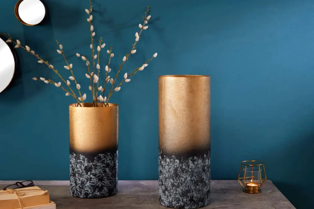 Riess-Ambiente Dekoration|Goldene Möbel > Dekorative Vase ABSTRACT 40cm gold Metall Patina handmade