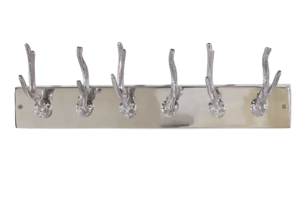 Riess-Ambiente Garderoben > Dekorative Wandgarderobe DEER 50cm silber Aluminium poliert Hirschgeweih Kleiderhaken