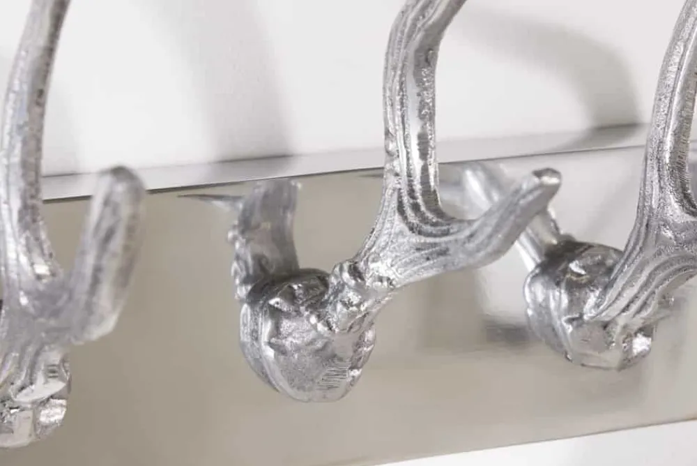 Riess-Ambiente Garderoben > Dekorative Wandgarderobe DEER 50cm silber Aluminium poliert Hirschgeweih Kleiderhaken