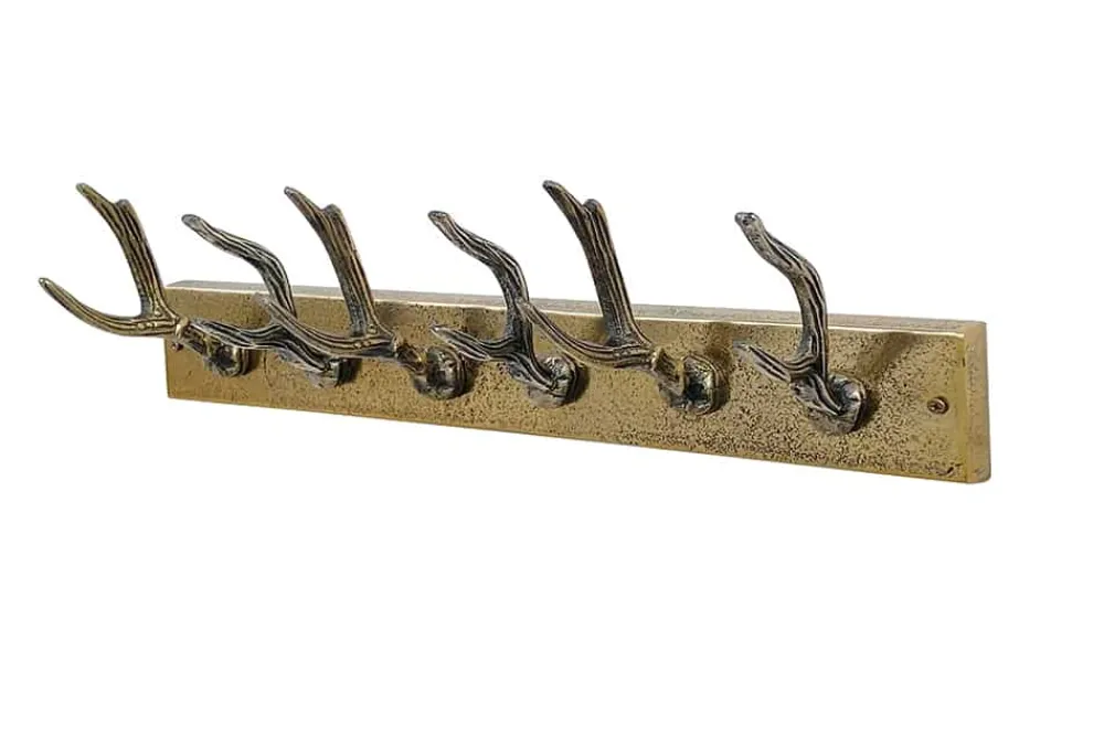 Riess-Ambiente Garderoben > Dekorative Wandgarderobe DEER 50cm messing Metall Hirschgeweih Kleiderhaken