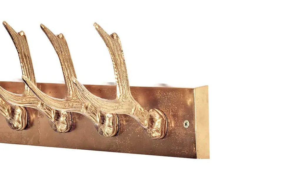 Riess-Ambiente Garderoben > Dekorative Wandgarderobe DEER 50cm gold Metall Hirschgeweih Kleiderhaken