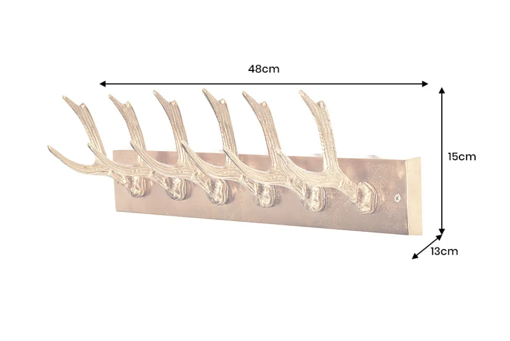 Riess-Ambiente Garderoben > Dekorative Wandgarderobe DEER 50cm gold Metall Hirschgeweih Kleiderhaken
