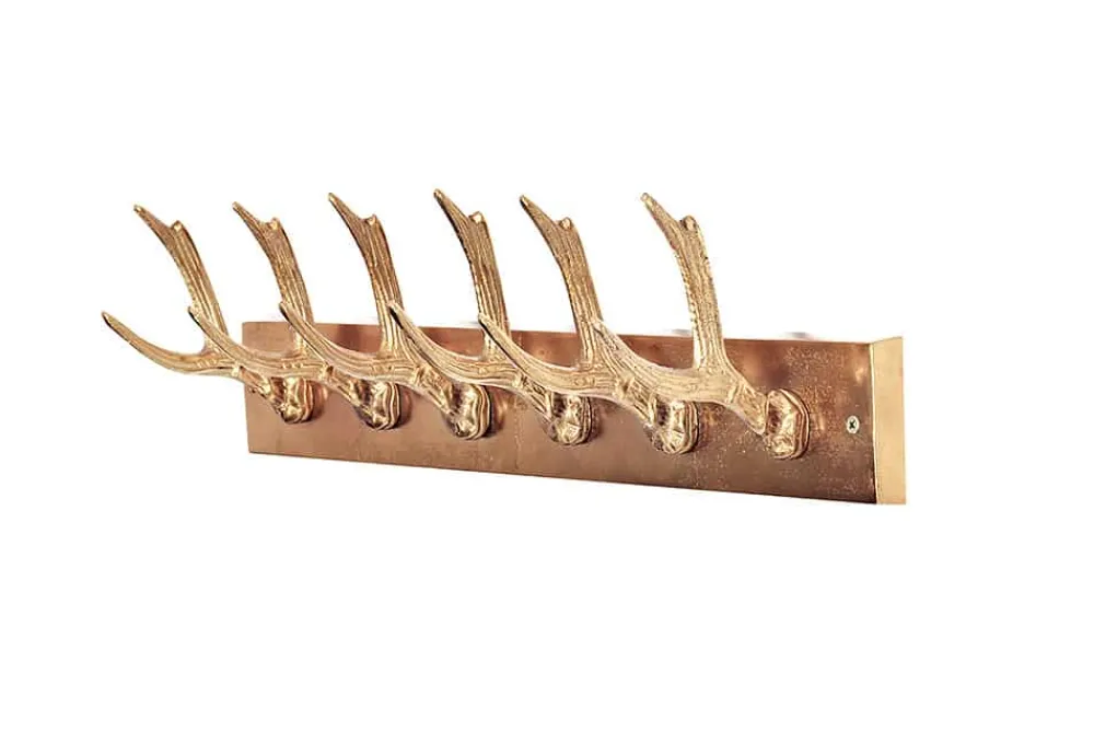 Riess-Ambiente Garderoben > Dekorative Wandgarderobe DEER 50cm gold Metall Hirschgeweih Kleiderhaken