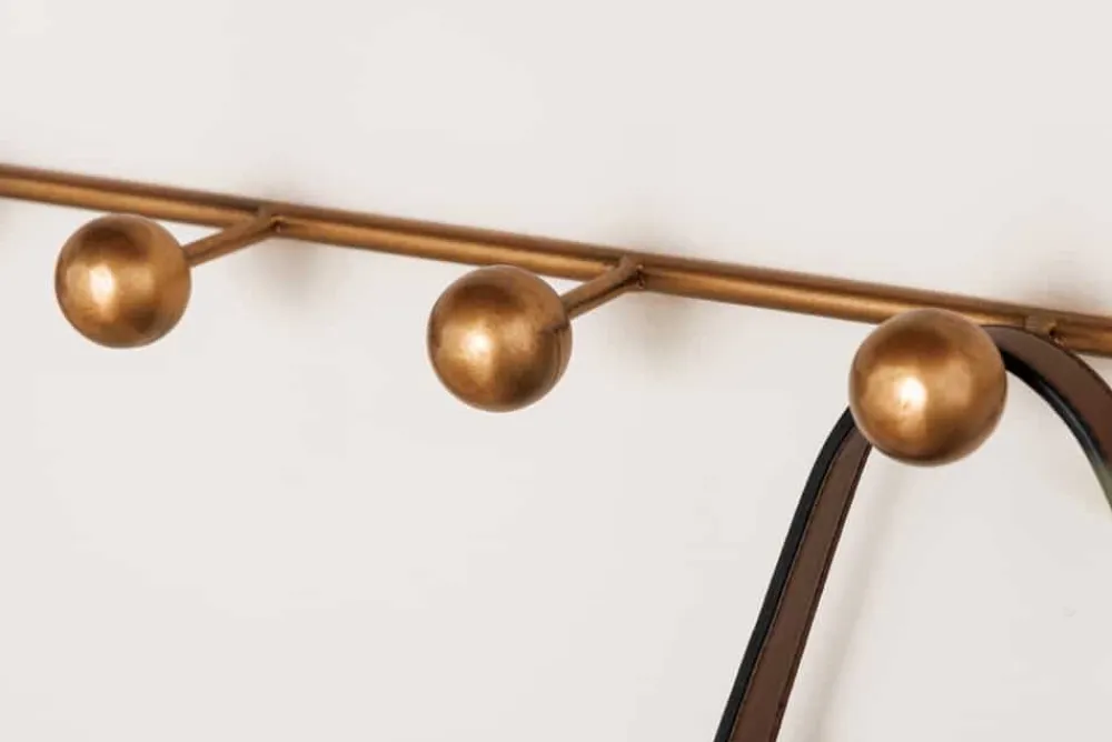 Riess-Ambiente Wandregale|Goldene Möbel > Dekorative Wandgarderobe HERITAGE 80cm natur gold messing Pinie Metall mit Ablage
