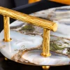 Riess-Ambiente Goldene Möbel|Etageren & Tabletts > Deko Serviertablett NOBLE 40cm Edelstein handmade Achat Quarz Goldgriffe