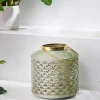 Riess-Ambiente Dekoration|Kerzenständer > Deko Windlicht CANDLELIGHT 20cm beige-grün Metall handmade Laterne