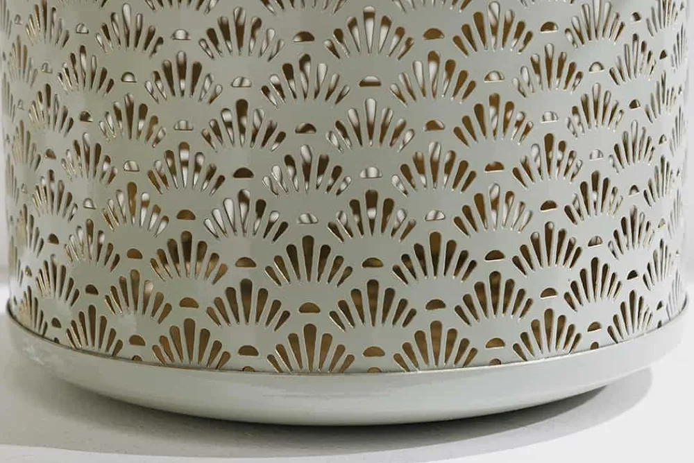 Riess-Ambiente Dekoration|Kerzenständer > Deko Windlicht CANDLELIGHT 20cm beige-grün Metall handmade Laterne