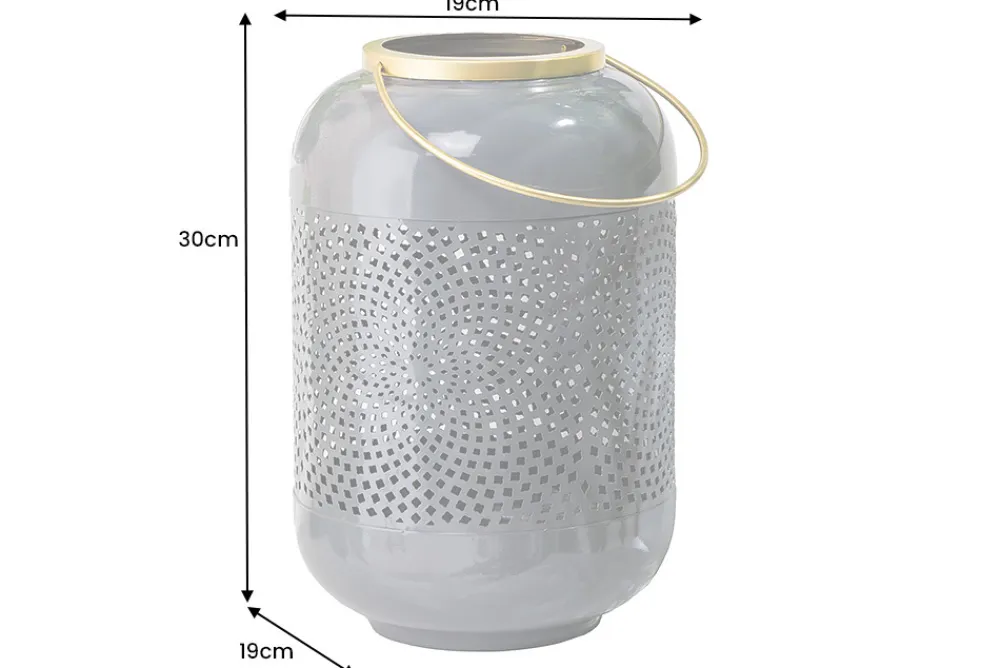 Riess-Ambiente Dekoration > Deko Windlicht CANDLELIGHT 30cm grau Metall handmade Laterne