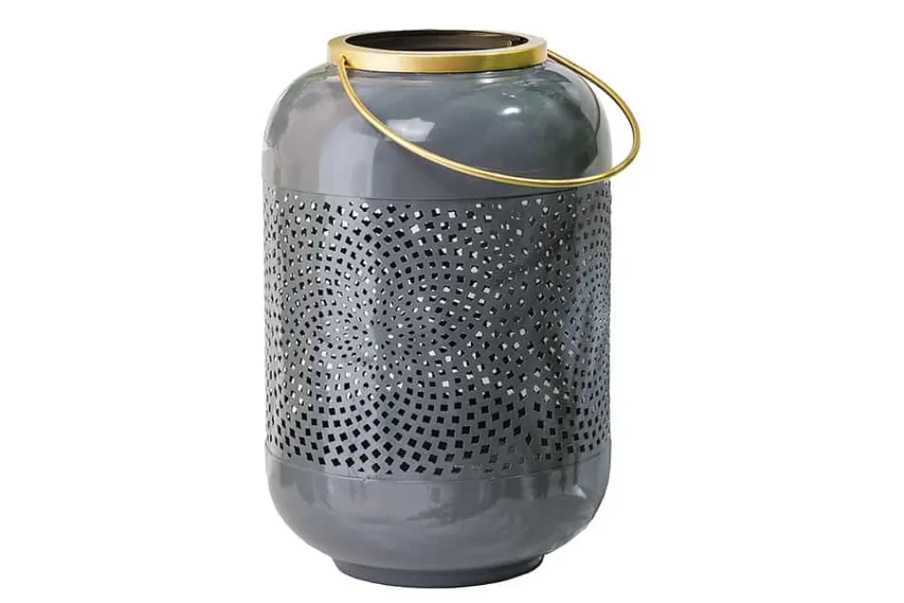 Riess-Ambiente Dekoration > Deko Windlicht CANDLELIGHT 30cm grau Metall handmade Laterne