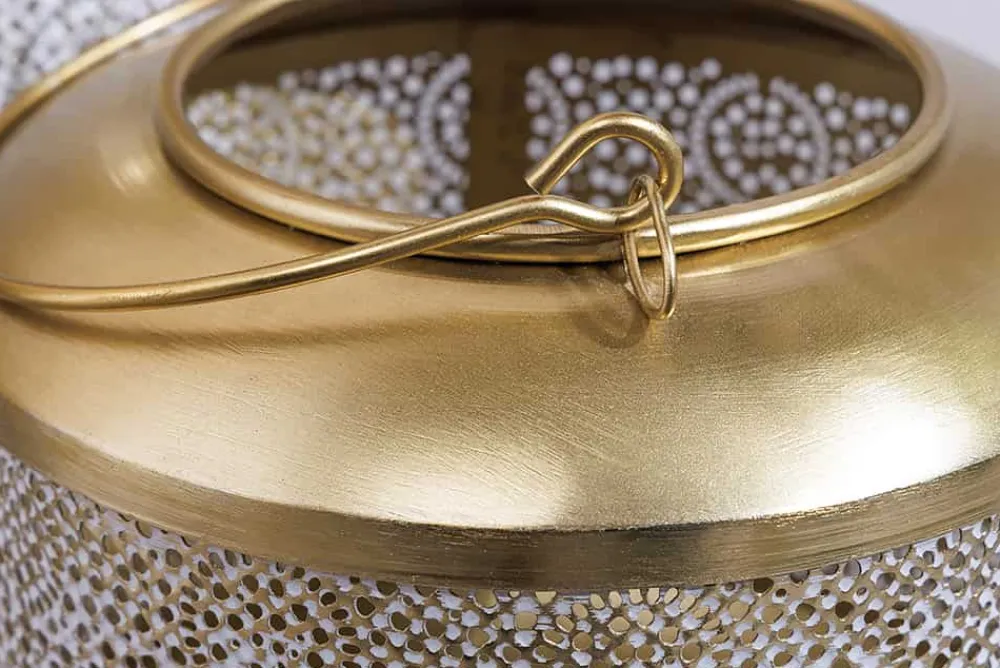 Riess-Ambiente Dekoration|Goldene Möbel > Deko Windlicht ORIENT 20cm gold Metall mit Patina handmade Laterne