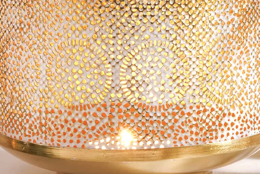 Riess-Ambiente Dekoration|Goldene Möbel > Deko Windlicht ORIENT 25cm gold Metall mit Patina handmade Laterne