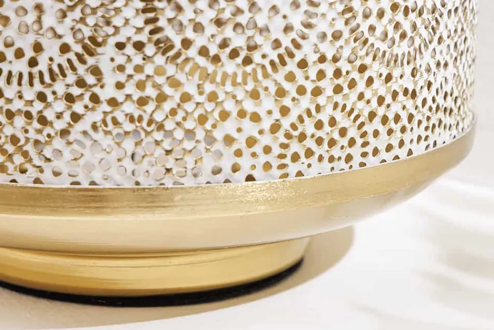 Riess-Ambiente Dekoration|Goldene Möbel > Deko Windlicht ORIENT 25cm gold Metall mit Patina handmade Laterne