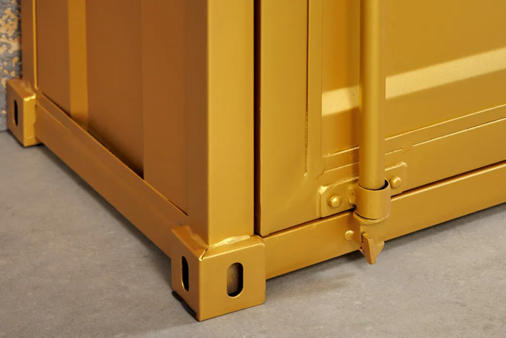 Riess-Ambiente Highboards|Industrial Loft > Design Aktenschrank GLOBETROTTER 180cm gold Eisen Container Upcycling Highboard