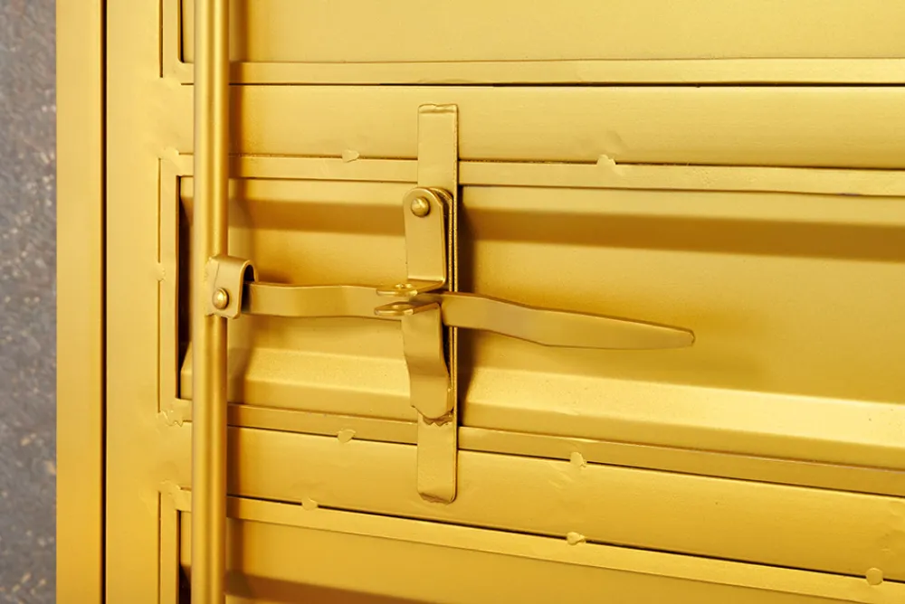 Riess-Ambiente Highboards|Industrial Loft > Design Aktenschrank GLOBETROTTER 180cm gold Eisen Container Upcycling Highboard