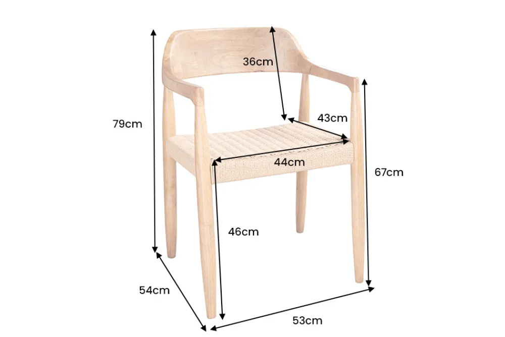 Riess-Ambiente Mehr...|Massivholzstühle > Design Armlehnen-Stuhl KENNEDY natur aus recyceltem Pinienholz mit Korbgeflecht