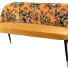 Riess-Ambiente Sitzbänke|Retro Möbel > Design Bank PRÊT-À-PORTER gelb Samt florales Muster und goldene Fußkappen