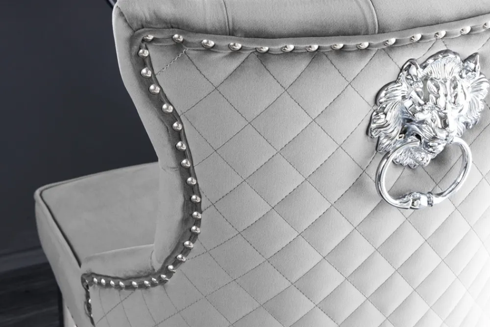 Riess-Ambiente Barhocker|Samt Möbel > Design Barhocker CASTLE DELUXE grau Samt silber Edelstahl mit Lehne Chesterfield