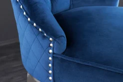 Riess-Ambiente Barhocker|Samt Möbel > Design Barhocker CASTLE DELUXE royalblau Samt silber Edelstahl mit Lehne Chesterfield