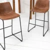 Riess-Ambiente Industrial Loft|Retro Möbel > Design Barhocker DJANGO vintage braun Microfaser mit Lehne Eisengestell schwarz