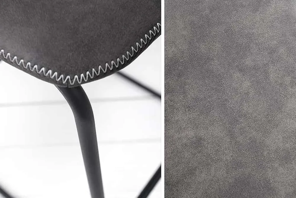Riess-Ambiente Industrial Loft|Retro Möbel > Design Barhocker DJANGO vintage grau Microfaser mit Lehne Eisengestell schwarz