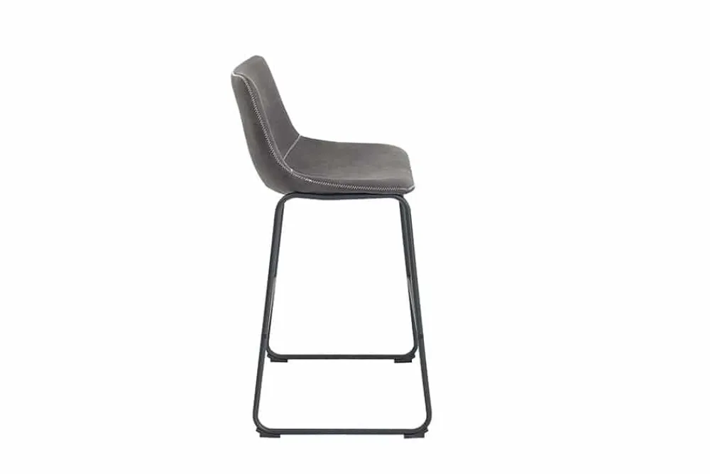 Riess-Ambiente Industrial Loft|Retro Möbel > Design Barhocker DJANGO vintage grau Microfaser mit Lehne Eisengestell schwarz