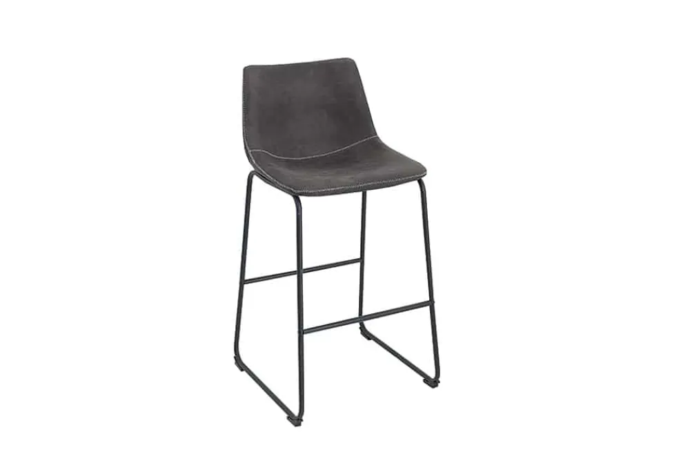 Riess-Ambiente Industrial Loft|Retro Möbel > Design Barhocker DJANGO vintage grau Microfaser mit Lehne Eisengestell schwarz