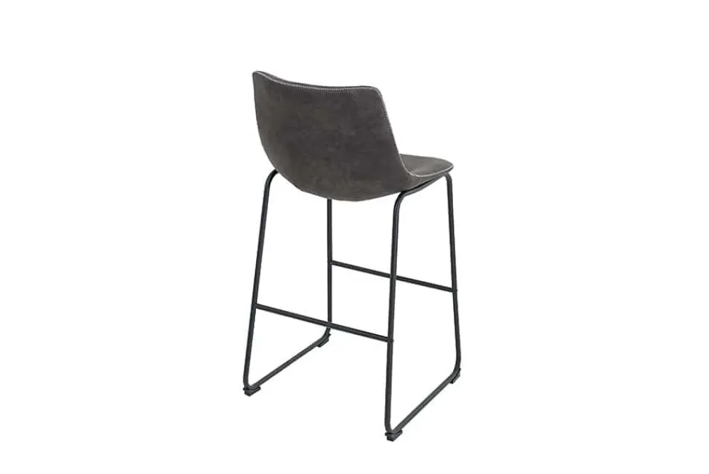Riess-Ambiente Industrial Loft|Retro Möbel > Design Barhocker DJANGO vintage grau Microfaser mit Lehne Eisengestell schwarz