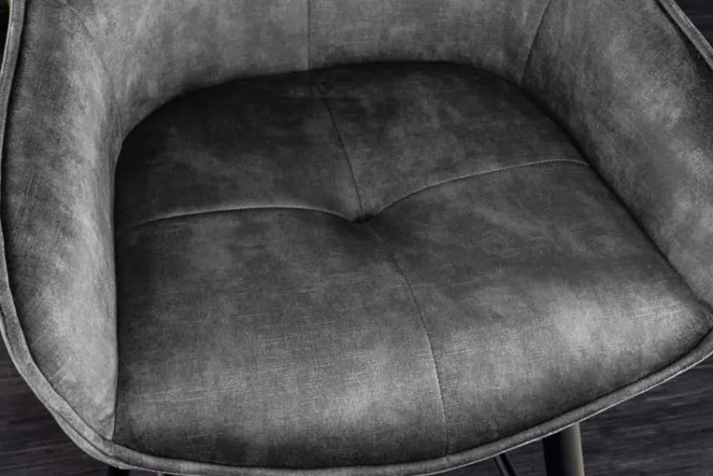 Riess-Ambiente Retro Möbel|Barhocker > Design Barhocker EUPHORIA grau Samt schwarze Metallbeine Barstuhl mit Lehne