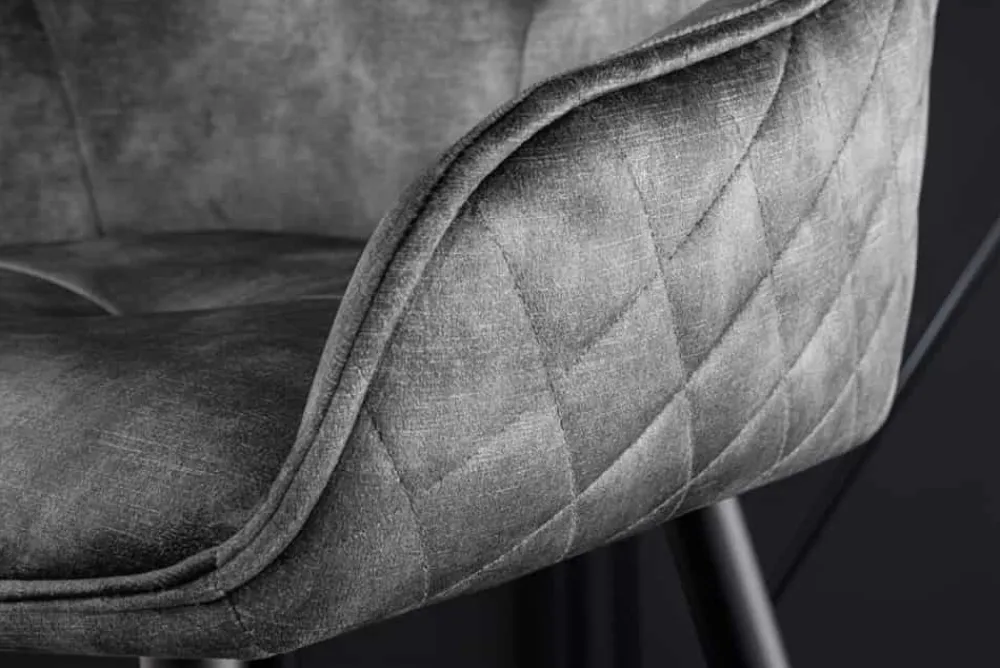 Riess-Ambiente Retro Möbel|Barhocker > Design Barhocker EUPHORIA grau Samt schwarze Metallbeine Barstuhl mit Lehne