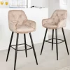 Riess-Ambiente Barhocker|Samt Möbel > Design Barhocker MILANO champagner beige Samt Barstuhl mit Lehne Metall schwarz